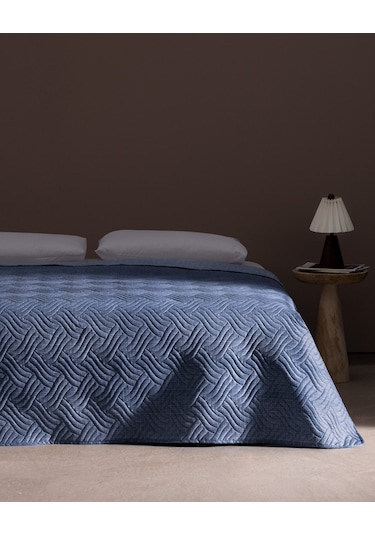 Odette Çift Kişilik Yatak Örtüsü Lacivert