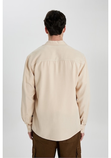 DeFacto  Regular Fit Basic Düz Tensel Uzun Kollu Gömlek B2907AX24SPBG732