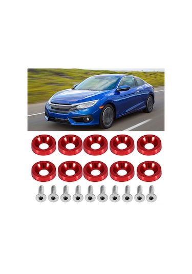 Lemestar Otomobil Dekorasyon Somunları - 6mm Paslanmaz Çelik + Aluminyum, 10 Adet Gövde + 10 Adet Somun, Mavi, Tampon/lisans Plakası Uyumlu, Dayanıklı Ve Şık Tasarım