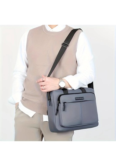 Elmpaly Erkekler İnce Minimalist Messenger Çantası Gri Dayanıklı Nylon Çevrilebilir Sırt Çantası gri