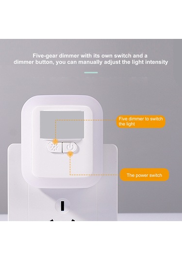 Kangvka Hareket Sensörlü Led Gece Lambası 2'li Paket - Otomatik Açma/kapatma 3000k Islak Beyaz Işık 5 Seviye Parlaklık Regülasyonu Eu Fişi Ac240v