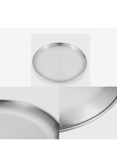 Dolıty 5 Adet Paslanmaz Çelik Yemek Tabağı Piknik Için Metal Gümüş