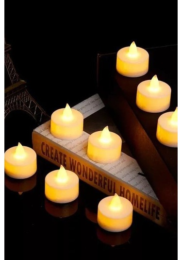 12 Adet Sarı Işıklı Led Mum El Mumu Tealight Piller Dahil Kullanıma Hazır Sarı Günışığı