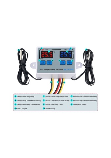 Geeksen 110-220V Dijital Çift Sıcaklık Kontrol Cihazı