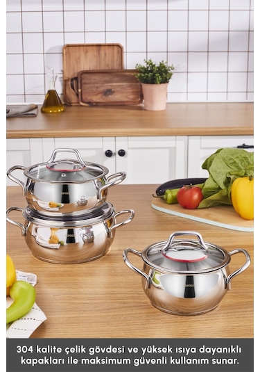Karaca Emirgan İndüksiyon Tabanlı 6 Parça Çelik Sahan Set
