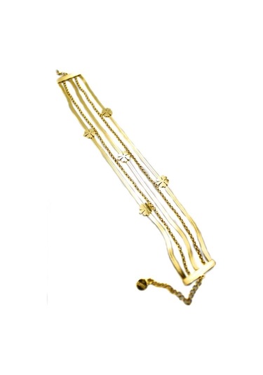 Çoklu Yonca Zincir Bileklik - Altın Çok Renkli