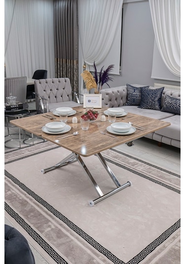 Home Üst Tabla Mdf Antiklayt Oval Köşe Alt Krom