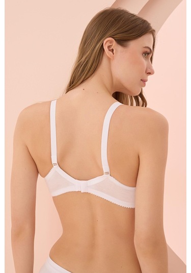 Beyaz Penye Minimizer Toparlayıcı Sütyen Beyaz