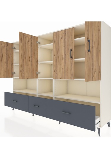 Hyperion Dolap 12 Raflı 3 Çekmeceli 5 Kapaklı 220x44x163 Aytaşı-ç Aytaşı-çam/antrasit