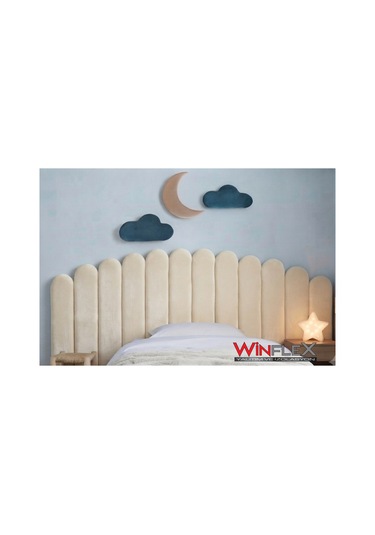 Winflex Yatak Başlık Ay Ve Bulut Set Dekorasyon Panel 180cm-krem 180 CM