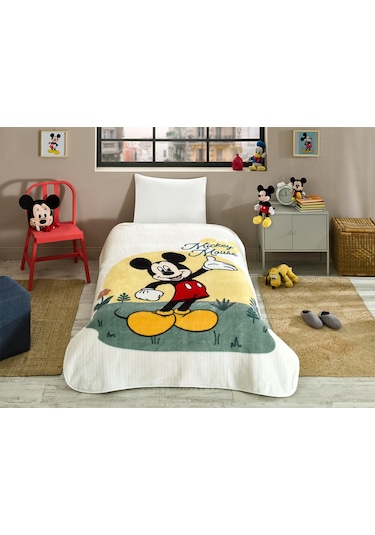 Özdilek Mickey Mouse Happines Disney Lisanslı Tek Kişilik Çocuk Battaniyesi 155x215 Cm Desenli