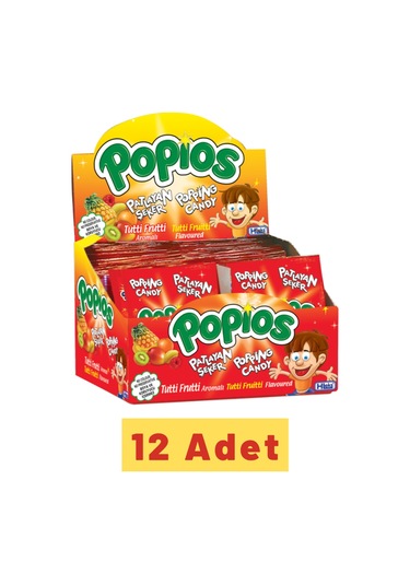 Hleks Patlayan Şeker Popios 4 gr 40 Adet Tutti Frutti 12 Paket (T