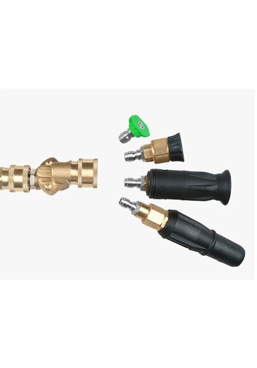 Beyaz-yüksek Basınçlı Araba Yıkama Püskürtme Tabancası Ayarlanabilir Nozul Saf Bakır Hızlı Kurulum Dönüşü 1/4 Hızlı Takma Nozulu