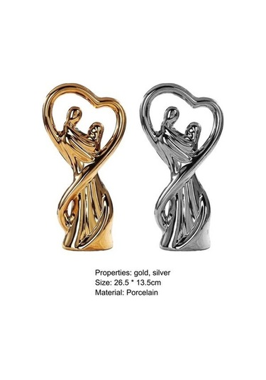 Novahub Altın Çiftler Heykeli Modern Oturma Odası Dekorasyonu El Yapımı Porselen Heykel Uzun Ömürlü Güzellik