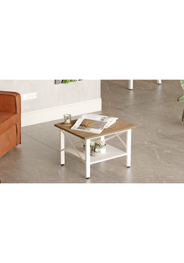 Robin Home Oslo Orta Sehpa Ofis Sehpa Beyaz Metal Ayak