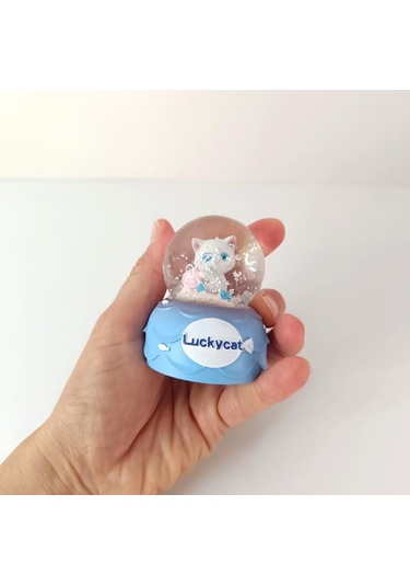 Kar Küresi Sevimli Kedicik Işıklı Kar Küresi Ev Ofis Dekor Biblo Obje