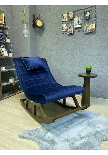 Asedia Asedia Miskin Ceviz Lacivert Sallanan Sandalye Dinlenme Koltuğu