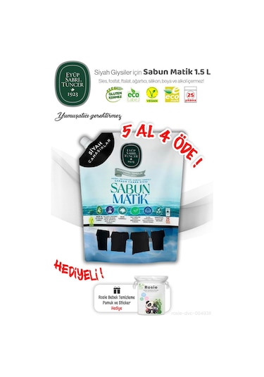 Est 5 Al 4 Öde Siyah Çamaşırlar Sıvı Sabun Matik 1.5 L Ve Rosıe Hediye 1500 ML