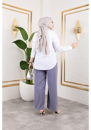 Beli Lastikli Salaş Ayrobin Pantolon - Gri / A0103 Gri