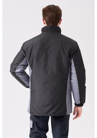 Kışlık Su Geçirmez İşçi Parkası Urtica Parka Rüzgar Sıcak Tutucu Astar Günlük İş Kullanımına Siyah-Gri