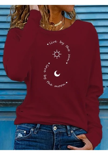 Kadın Uzun Kollu Bisiklet Yaka Desenli Viskon Bluz Gri