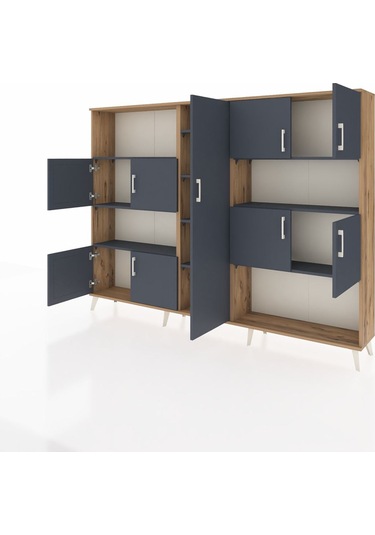 Arges Dolap 10 Raflı 9 Kapaklı 220x30x163 Çam-antrasit Çam-antrasit