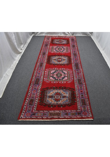 Zehra Abla Halı El Dokuma Benzersiz Sandıklı Kareli Uşak Manisa Yolluk Yün Halı 5602 Renkli