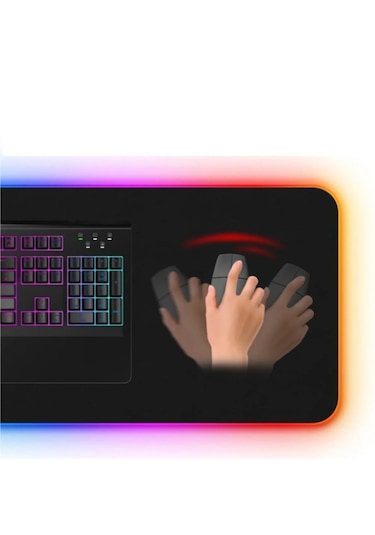 Rgb 80x30 Düz Siyah Su Geçirmez Gaming Işıklı Oyuncu Mousepad