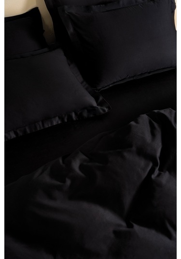 Puffy Andra Çift Kişilik Saten Nevresim Takımı - Siyah Siyah