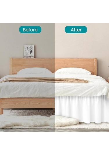 Novahub Bej 4 Boyut 14 İnç Damla Elastik Fırfır Yatak Etekleri 80x60inch 200x150cm Bej