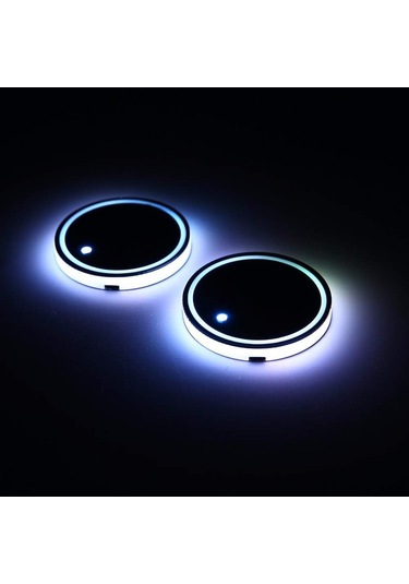 Samdoo Araç İçin 7 Renkli Led Işıklı Fincan Tutucu 2 Adet - Usb Şarjlı, Kaymazsız Padli Stüdyo Aydınlatması