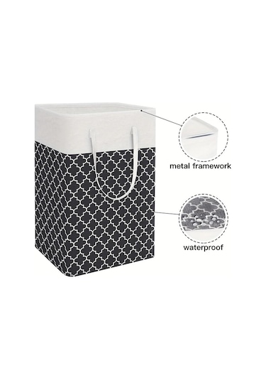 Elmpaly Kırmızı Nilon Katlanır Çamaşır Sepeti - Su Geçirmez Metal Çerçeveli Taşınabilir