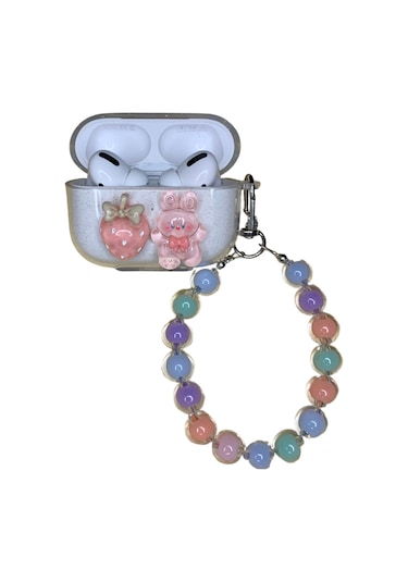 Apple Airpods Pro 2. Nesil Sevimli Karışık Figürlü Silikon Kılıf Şeffaf - 2