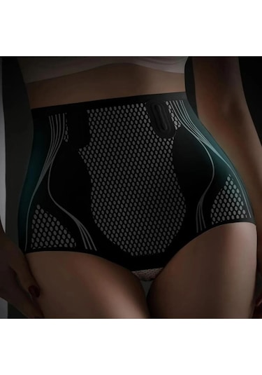 Kadın V-control Yüksek Bel Toparlayıcı Dikişsiz Ten Rengi Iyonizer Korse Külot Siyah