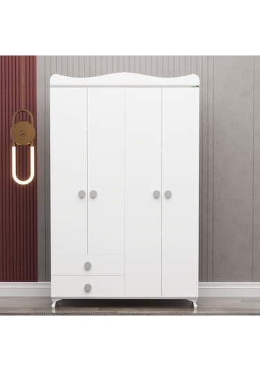 Garaj Home Yıldız 4 Kapaklı 2 Çekmeceli Dolap - Gri