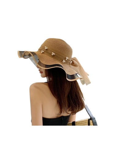 Şık Ve Zarif Bayanlar İçin Hasır İnci Detaylı Yazlık Şapka Modelleri Yeşil