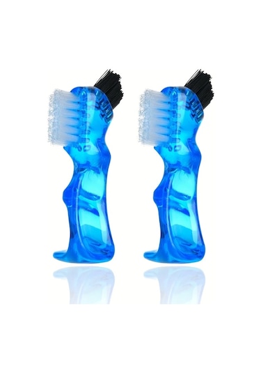 Willowhaven 2 Adet Mavi Çift Başlı Sert Kıllı Küçük Saplı Takma Diş Fırçası