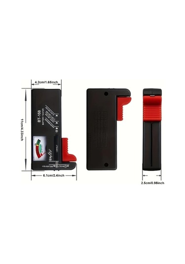 Xuweiwei Siyah Pil Test Cihazı Aa Aaa C D 9v 1.5v Düğme Pil Voltmetre Renkli Göstergeli Universal