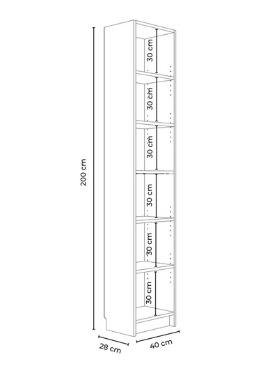Bili Kitaplık 5 Raflı Dar Çok Amaçlı Ofis Salon Kitap Dosya Rafı Beyaz Beyaz