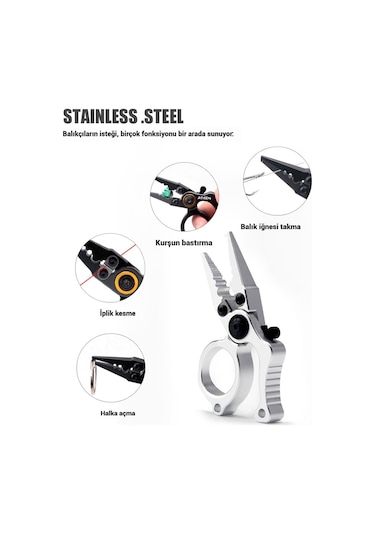 Kilitli Alüminyum Mini Olta Pensi - Halka Açıcı, Misina Makası, Çok Amaçlı Balıkçılık Aleti Koyu Menekşe