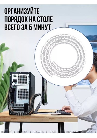 Bravus Kablo Organizatörü Esnek Örgü 2m Kablolar İçin Koruma 177213480