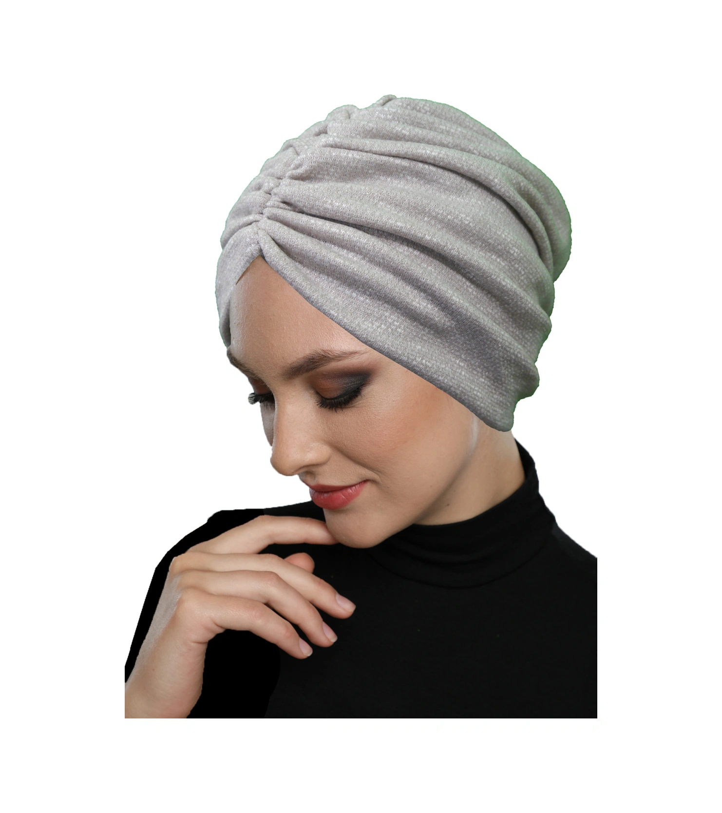 Kırçıllı Desenli Drapeli Bej Çift Taraflı Hazır Türban Tesettür Bone Bej