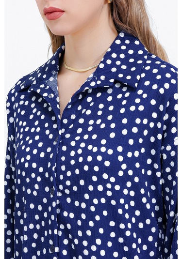 Kadın Puantiyeli Lacivert Ekru Örme İkili Takım 5858 5858bgd19-117-14773 001