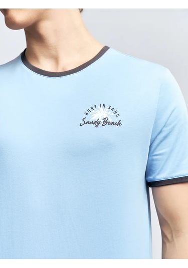 Zolla Erkek Pamuklu Triko Tişört 431696002 Mavi