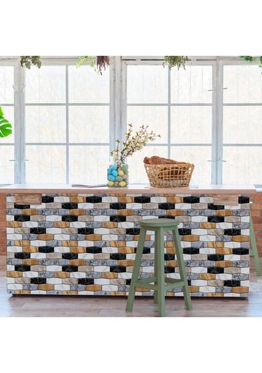 Geeksen 3d Multicolor Tuğla Desenli Pvc Otostik Duvar Kağıdı - Mutfak Dolapları, Masa Üstleri İçin Yalıtkan Ve Yenileyici Sticker 10 Adet Diğer