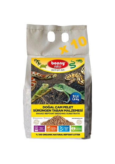 Bonny Nice Doğal Çam Pellet Sürüngen Taban Malzemesi 3 l x 10 Pk
