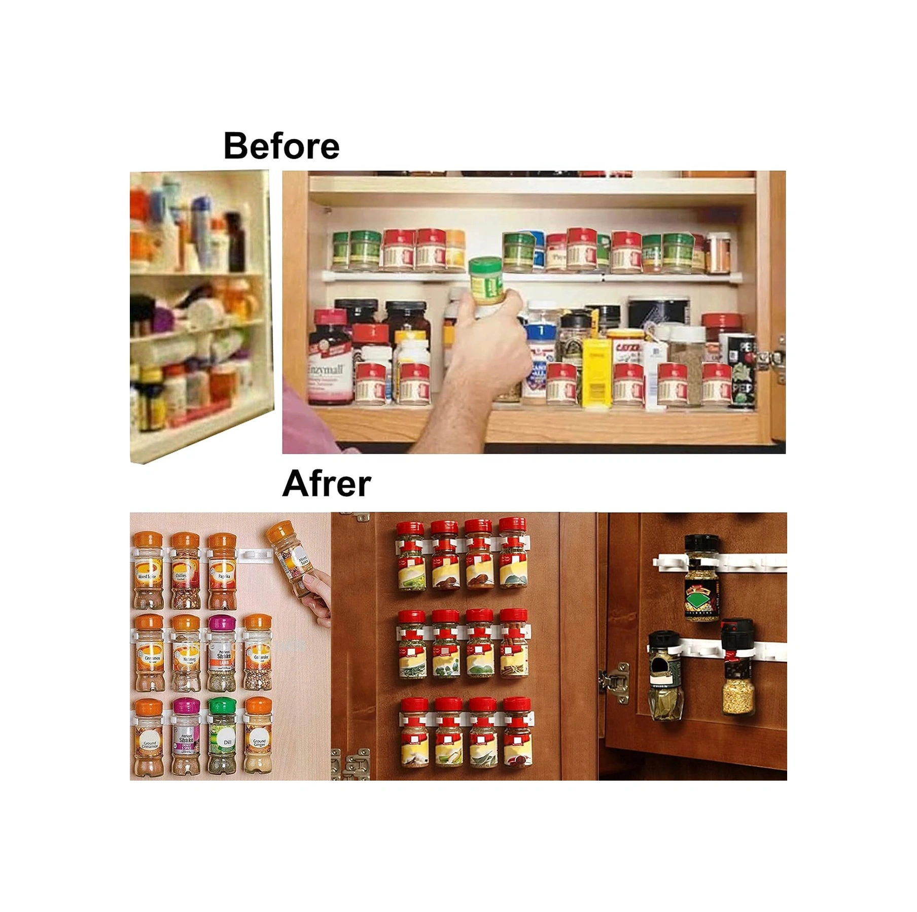 Yuntech01 8 Adet Beyaz Plastik Baharat Kutusu Rakımı - 5 Klipsli, Mutfak/banyo Düzenleyici, Uzunluk 25 Cm Beyaz