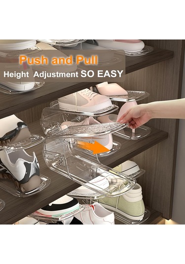 Suofeng Şeffaf Ayarlanabilir Ayakkabı Rafı - Giyim Dolabı Alanını Maksimize Eden Organizatör 1 Adet ŞEFFAF