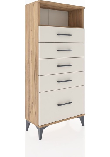 Hyperion Dolap Tek Raflı 5 Çekmeceli 60x44x134 Çam-aytaşı Atlas Çam