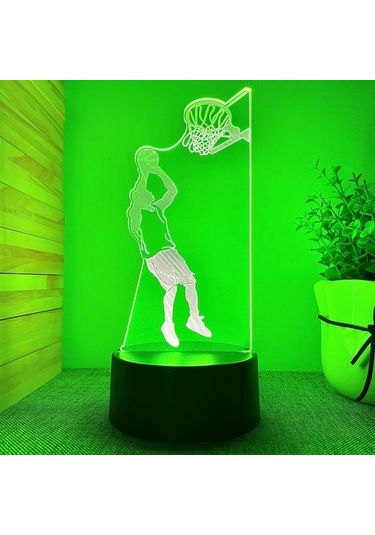 Goldenqian 3d Basketbol Oyuncusu Gece Lambası Led Lamba Illusion 7 Renk Değiştirme Dokunmatik Anahtar Masa Masa Dekorasyon Lambaları Doğum Günü Hediyesi Akrilik Taban Usb Kablosu Oyuncak Hpuot6 Siyah